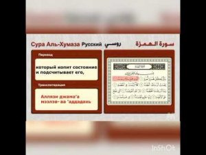 Сура Аль-Хумаза Учить Вайлюльликулли хумазатильлюмаза Учить