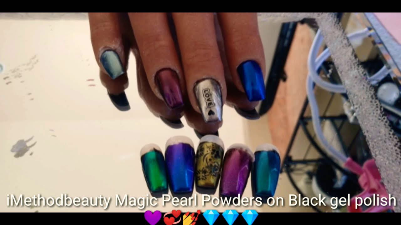 Review iMethod Beauty Magic Pearl Powders on Black Gel Polish смотреть онлайн