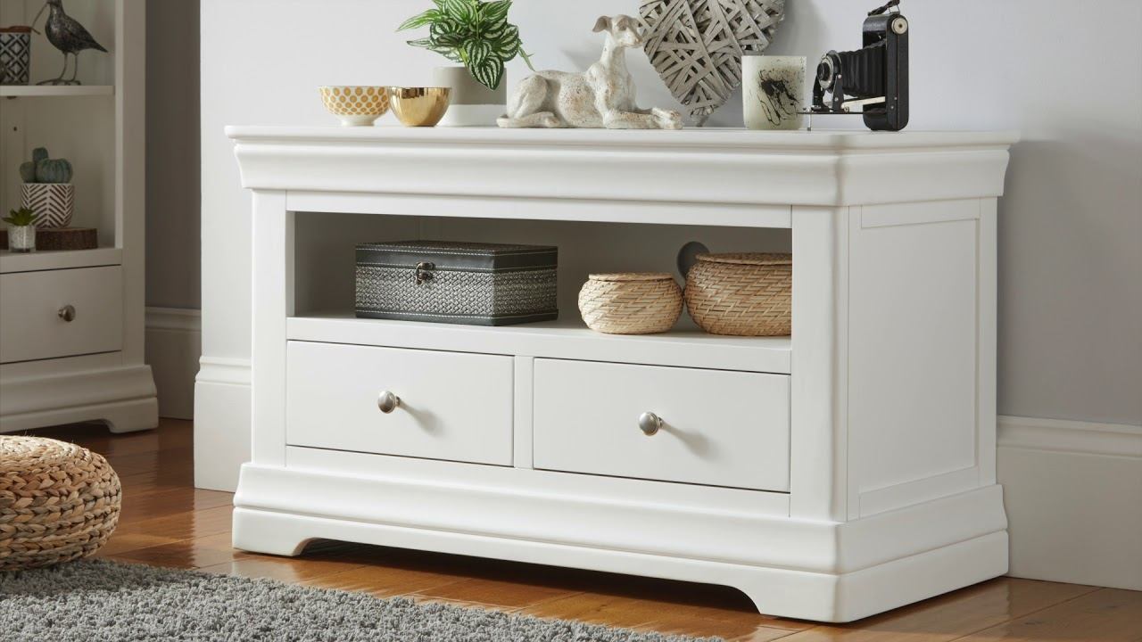Toulouse White Painted 2 Drawer TV Unit смотреть онлайн