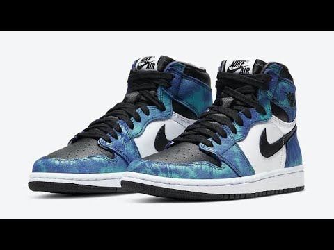 Nike Air Jordan 1 Tie-Dye White black Aurora green смотреть онлайн