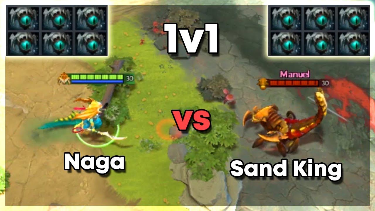 Sand King vs Naga Siren - Dota 2 1v1 смотреть онлайн