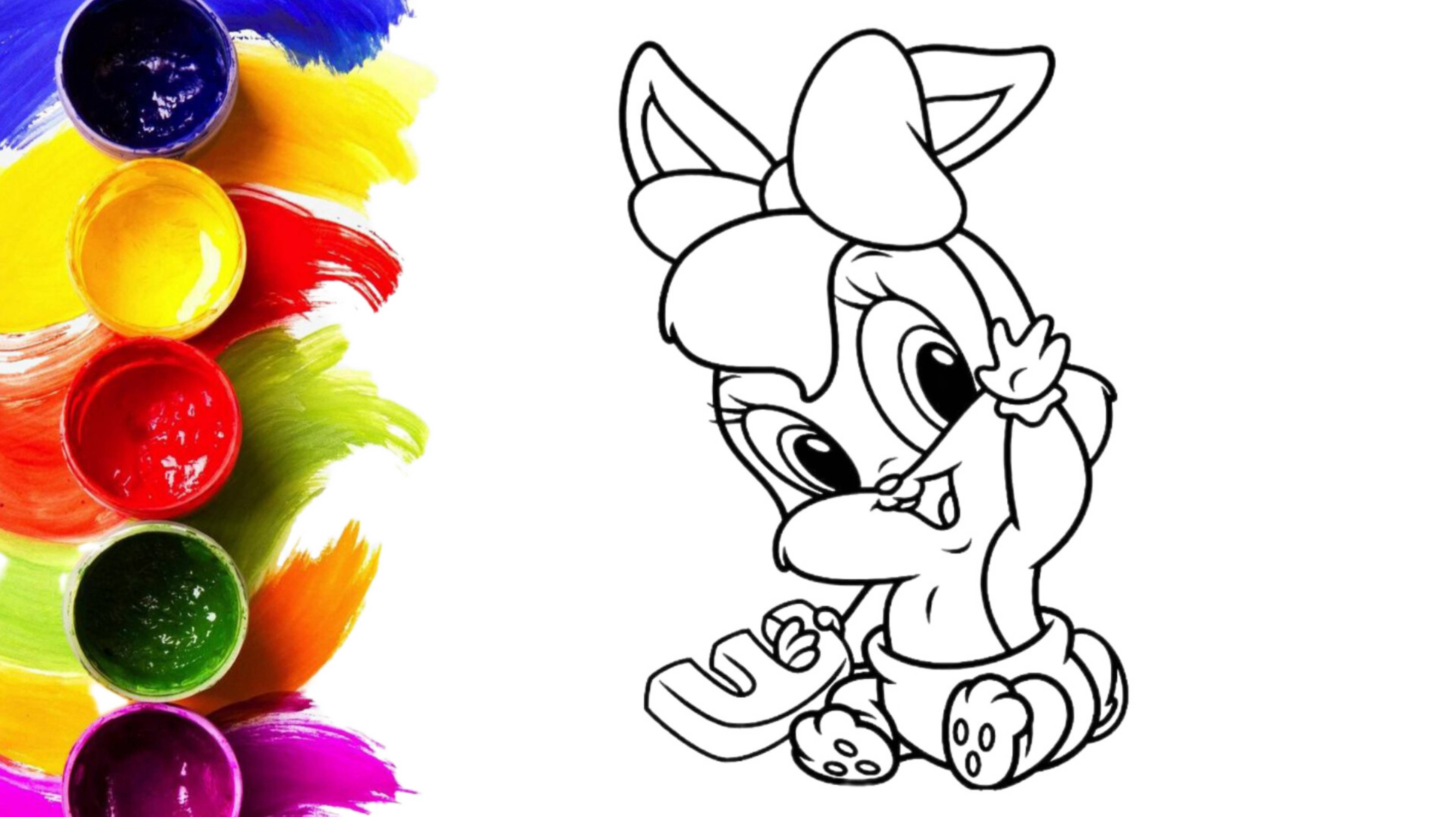 Раскраска Дисней маленькая Лола Bugs Bunny, простые рисунки смотреть онлайн