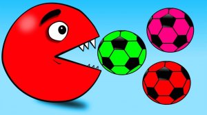 Мультики для детей, пакман ест чупа чупсы, учим цвета