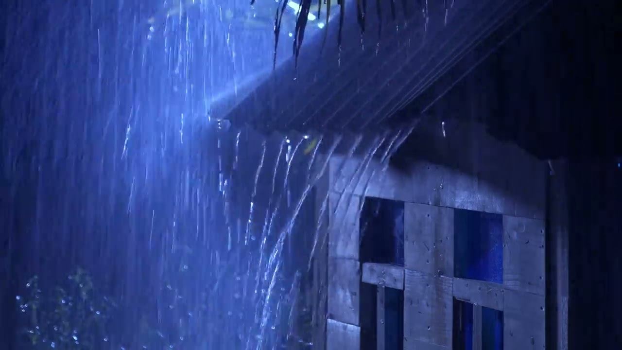 Goodbye Insomnia With Heavy Rain & Thunder Sounds On A Tin Roof In Foggy Murky Forest At Night