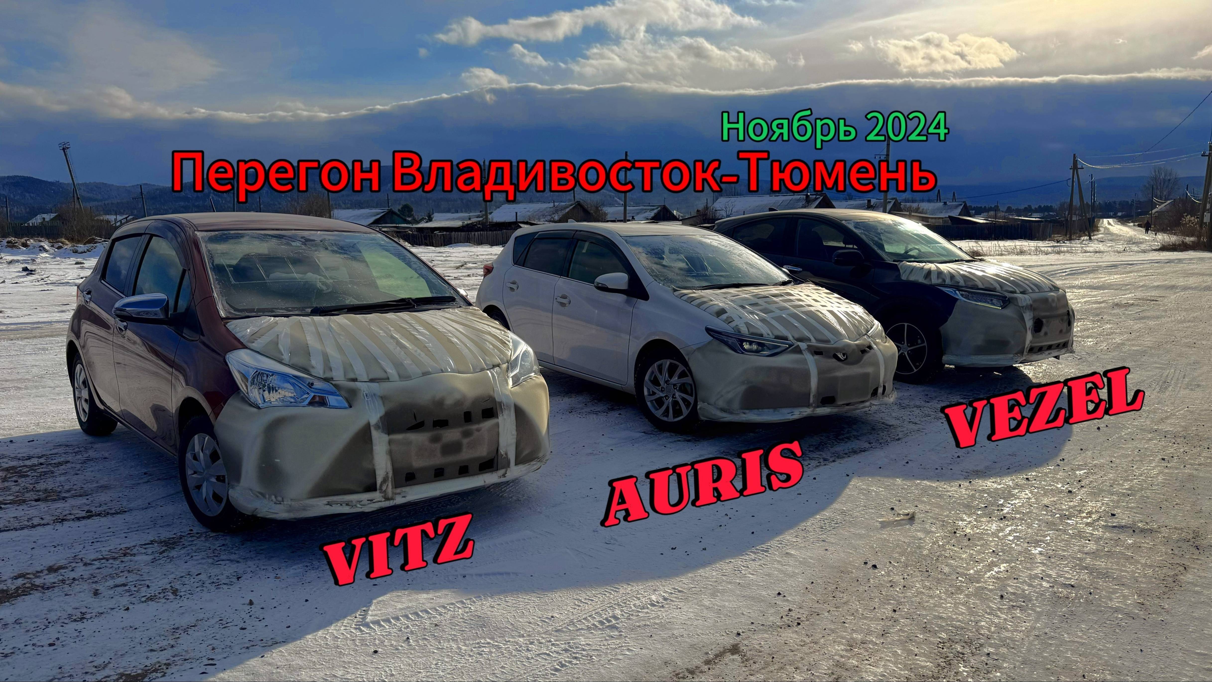 Перегон Владивосток-Тюмень. TOYTA VITZ,AURIS. HONDA VEZEL. Ноябрь 2024