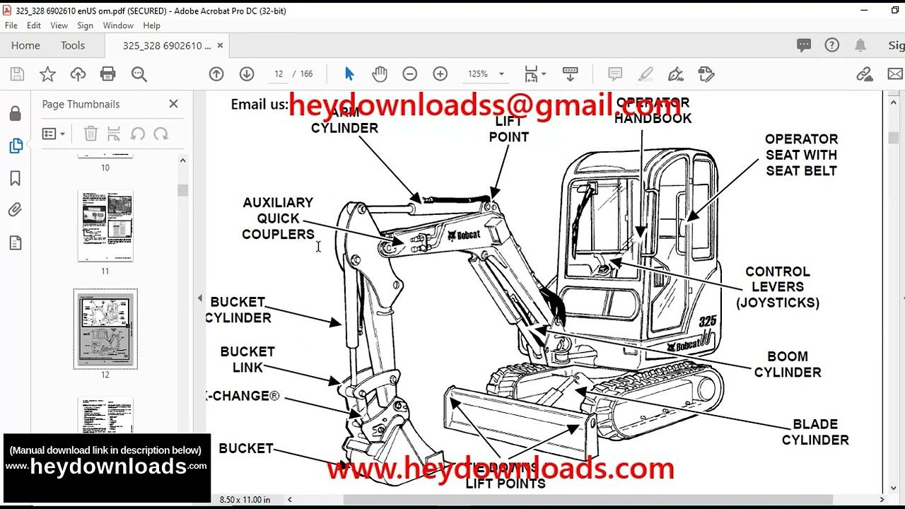 Bobcat Compact Excavator 325 328 Operation & Maintenance Manual 6902610