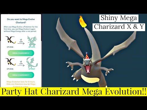 Party Hat ✨ Shiny Charizard Mega Evolution In Pokemon Go | Party Hat Mega Charizard X & Y Evolution смотреть онлайн