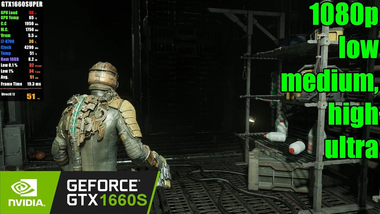 GTX 1660 SUPER | Dead Space Remake - 1080p Low, Medium, High, Ultra смотреть онлайн
