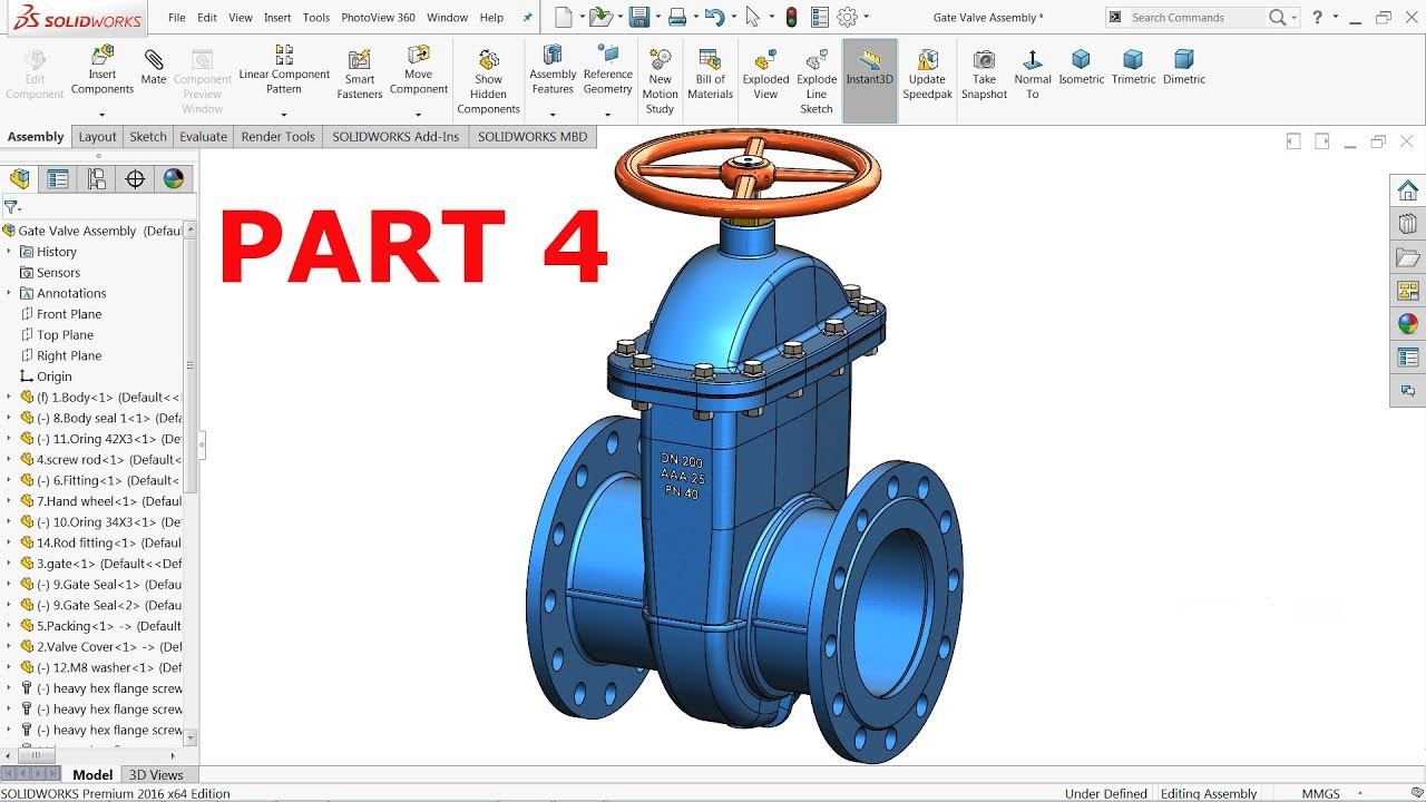 Solidworks tutorial | Design of Gate valve in Solidworks Part 4 смотреть онлайн