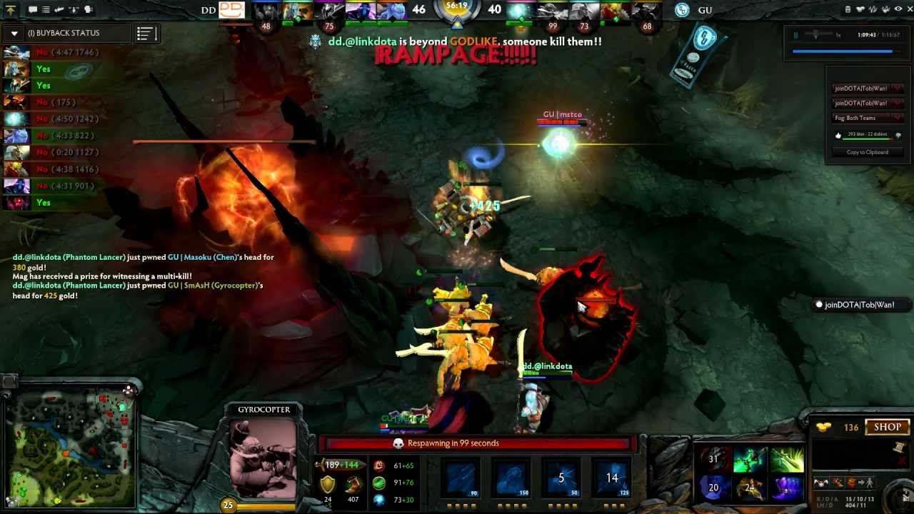 Dota 2 dd.Link Phantom Lancer Triple Rampage (The Defense 3 DD vs GU) смотреть онлайн