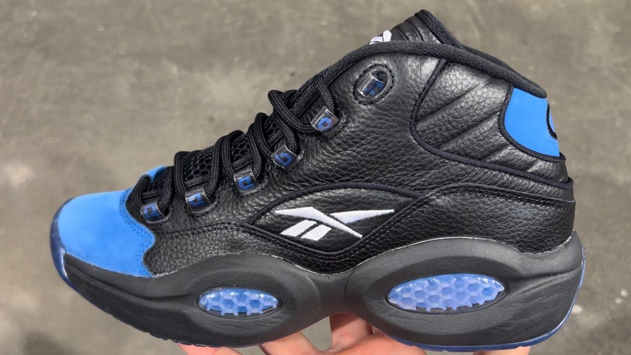 Reebok Question Mid Black Blue Allen Iverson Basketball Shoes смотреть онлайн