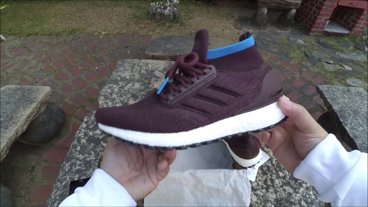 Adidas UltraBOOST All Terrain Burgundy with Bright Blue UNBOXING смотреть онлайн