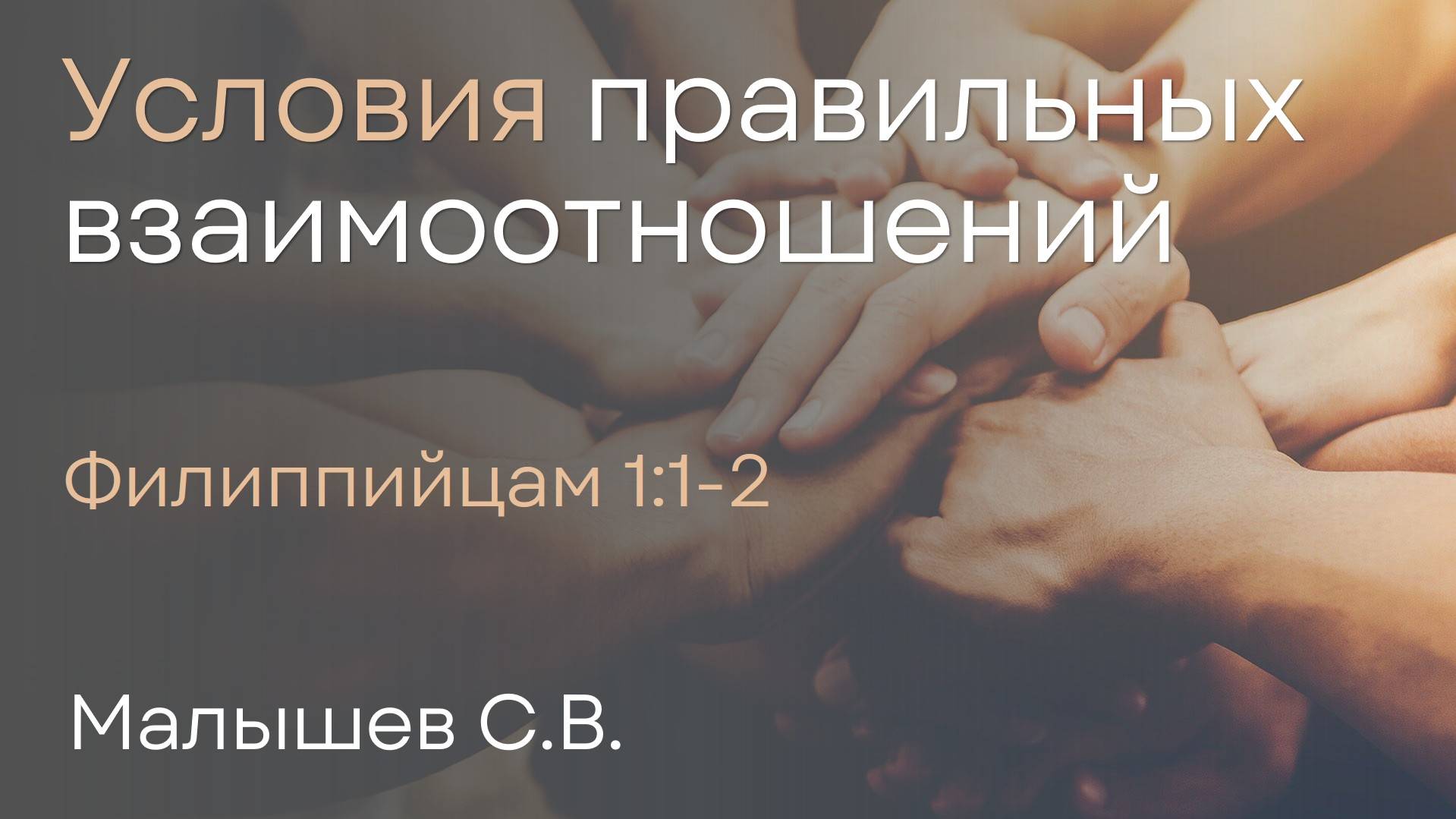 Условия правильных взаимоотношений | Малышев С.В. смотреть онлайн