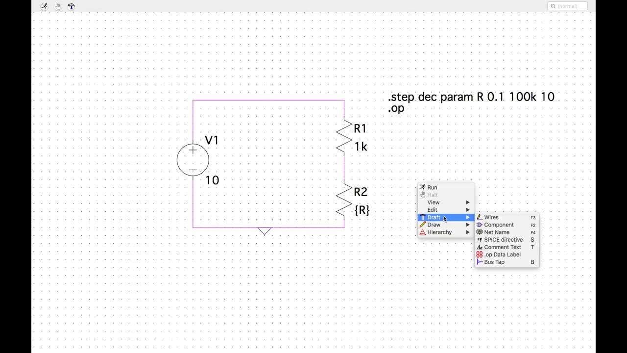 LTSpice intro - potentiometer, voltage divider and resistance sweeps смотреть онлайн