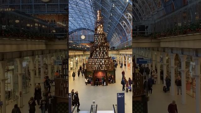 Рождественская книжная елка на вокзале Сент-Панкрас в Лондоне смотреть онлайн