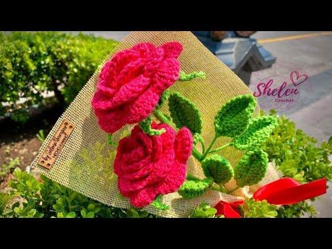 Flor tejida ROSA 🌹 en CROCHET 🧶 смотреть онлайн