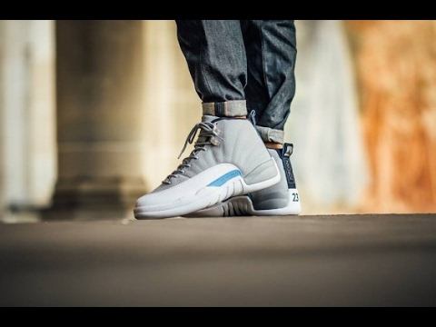 "University blue/Wolf grey" Air Jordan 12's On-Feet смотреть онлайн