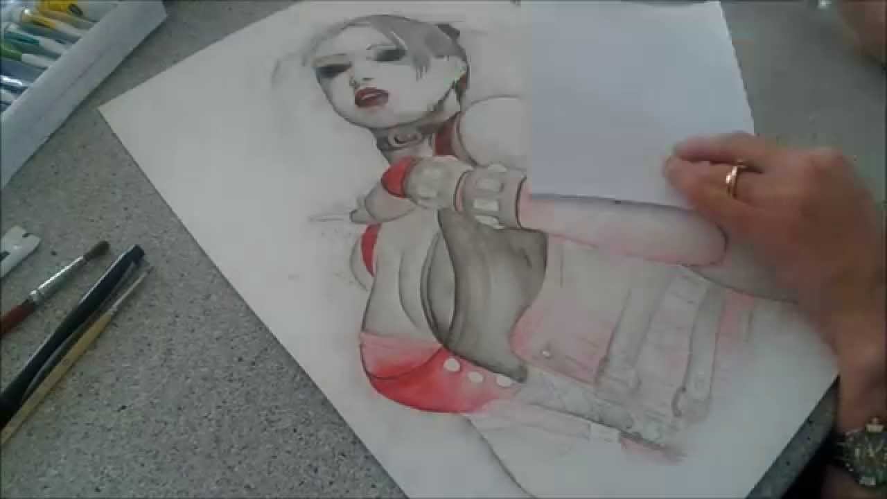 Harley Quinn part 1/2 - Speed painting by Fiona-Clarke.com смотреть онлайн