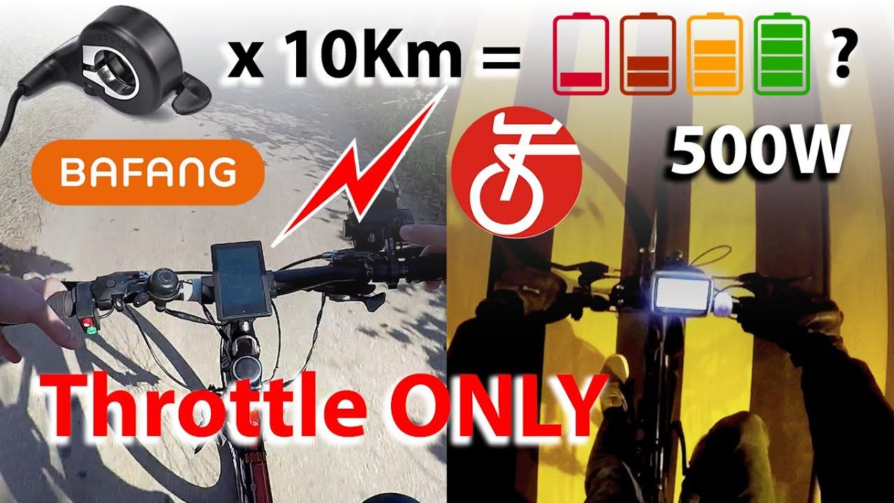 Tongsheng 10 Km THROTTLE ONLY + Bafang Comparison: Battery Consumption For TSDZ2 500W Mid-drive Kit