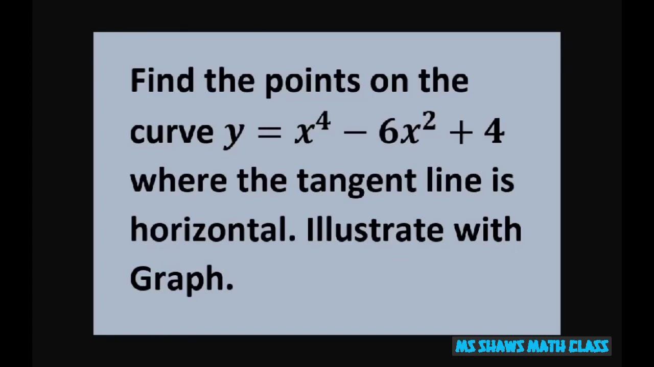 Find points on curve y= x^4- 6x^2+4 where the tangent line is a horizontal. Graph смотреть онлайн