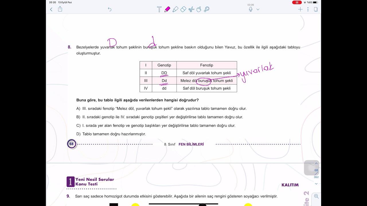 8 Sınıf Fen Bilimleri Kalıtım Yeni Nesil Sorular Konu Testi 1 Soru8 смотреть онлайн