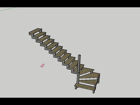 Рисую каркас с забежными ступенями. Подробно смотреть онлайн