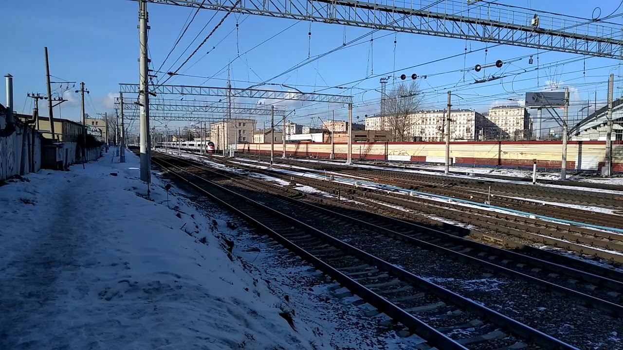 ЭВС1-015 "Сапсан." следует к Ленинградскому вокзалу. смотреть онлайн