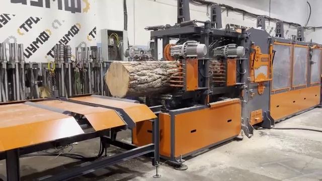 Промышленный гусеничный двухвальный брусующий станок СГУ-2B630 ТРИУМФ бревно до 450 мм