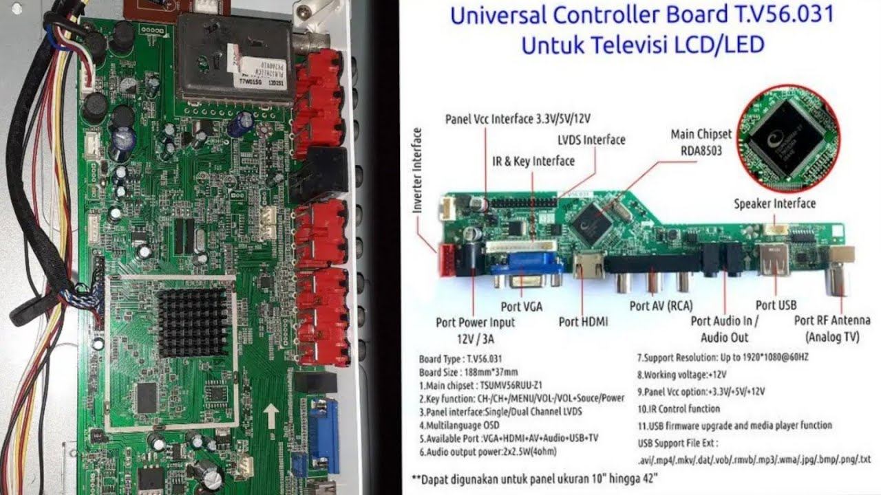 Cara pasang mainboard universal LCD/LED #v52 смотреть онлайн