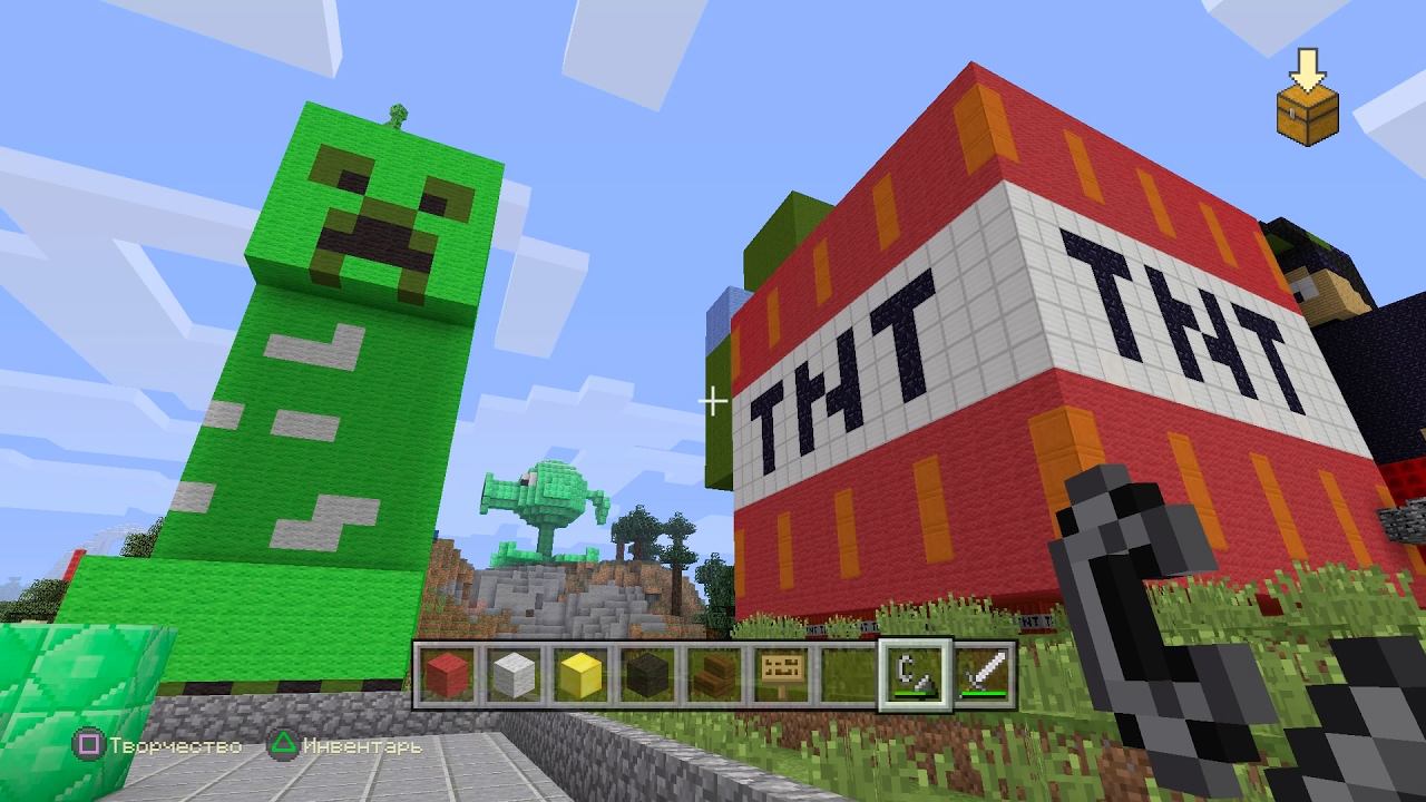 Minecraft строим гигантского Крипера