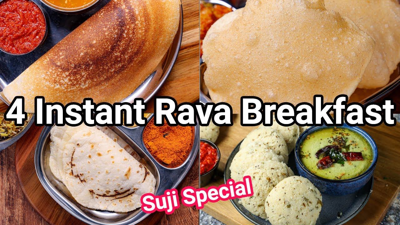 4 Instant Rava Breakfast Recipe Ideas for Healthy Weight Loss | Sooji Breakfast Combo Meal Ideas смотреть онлайн