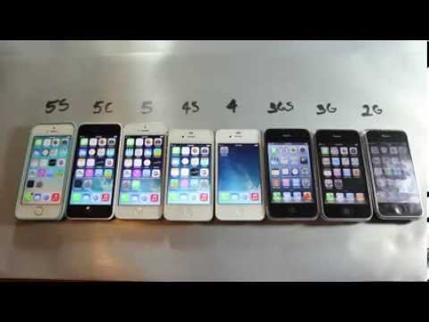 iPhone 5S vs 5C vs 5 vs 4S vs 4 vs 3Gs vs 3G vs 2G (Тест скорости) смотреть онлайн