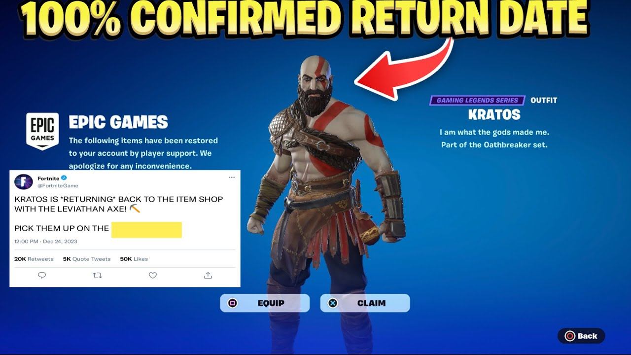 KRATOS SKIN RETURN RELEASE DATE! (Kratos Coming Back To Fortnite Chapter 5) смотреть онлайн