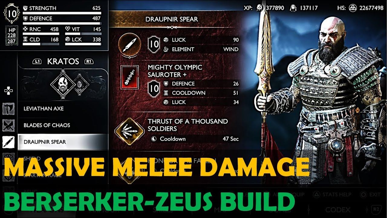 Melee Damage Build - God of War Ragnarok | Berserker-Zeus Armor | New Game+ смотреть онлайн