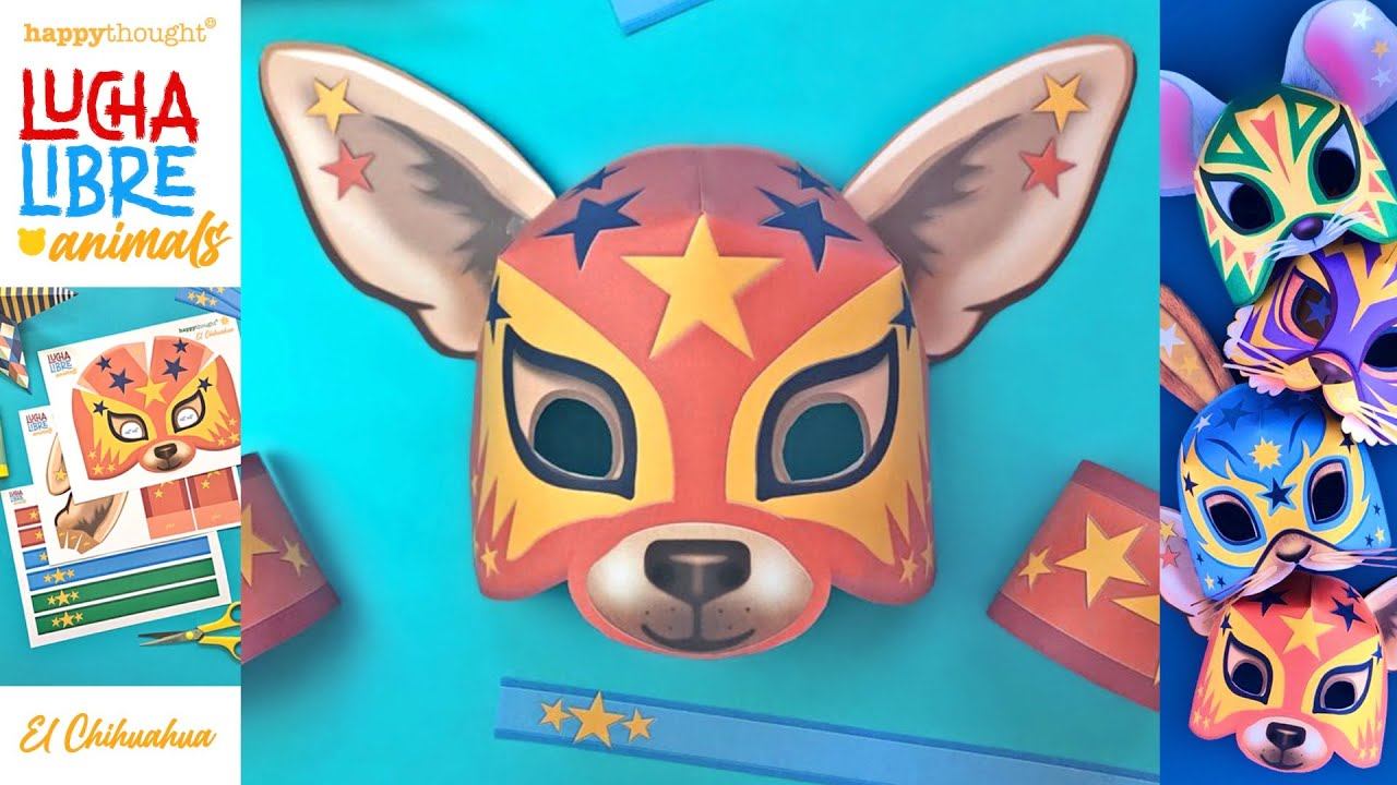 DIY 3D paper Chihuahua lucha libre mask. Download printable Chihuahua mask template • Happythought смотреть онлайн