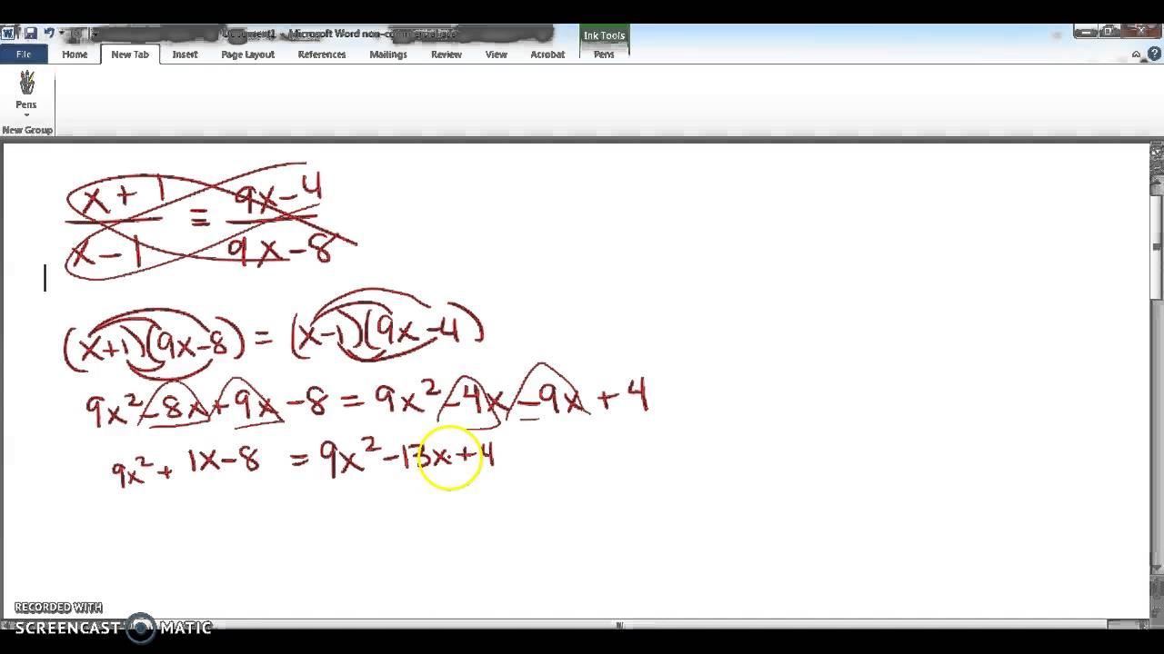 Solve (x+1)/(x-1) = (9x-4)/(9x-8) смотреть онлайн