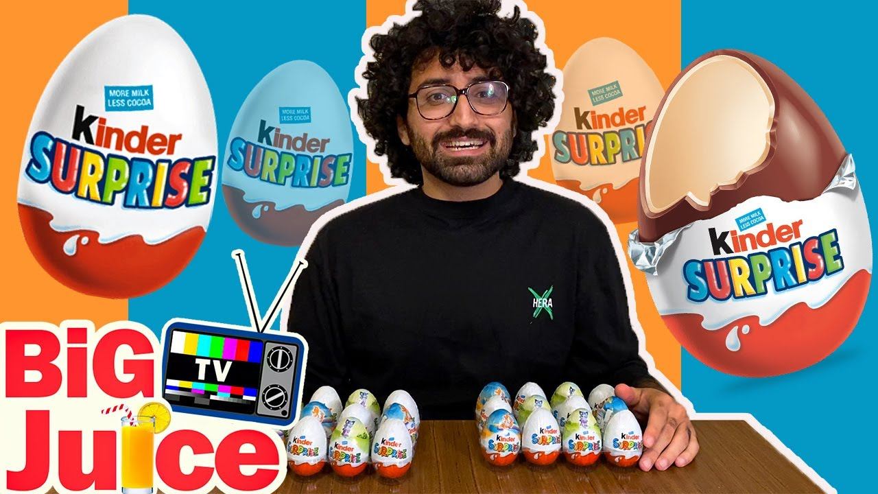 24 KINDER SURPRISE EGGS! | Let's Crack Them Open | Kids Toys in Kinder Surprise Eggs | Big Juice TV смотреть онлайн