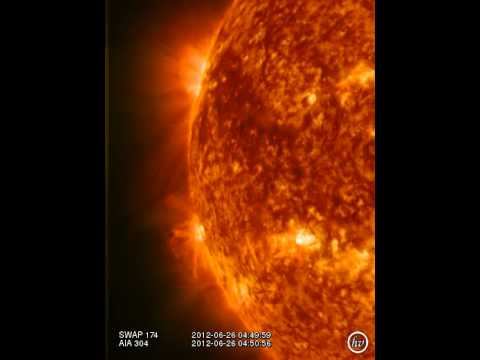SWAP 174, AIA 304 (2012-06-25 20:39:32 - 2012-06-26 09:59:32 UTC) смотреть онлайн