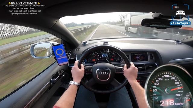 AUDI Q7 V12  TOP SPEED On AUTOBAHN [NO SPEED LIMIT]