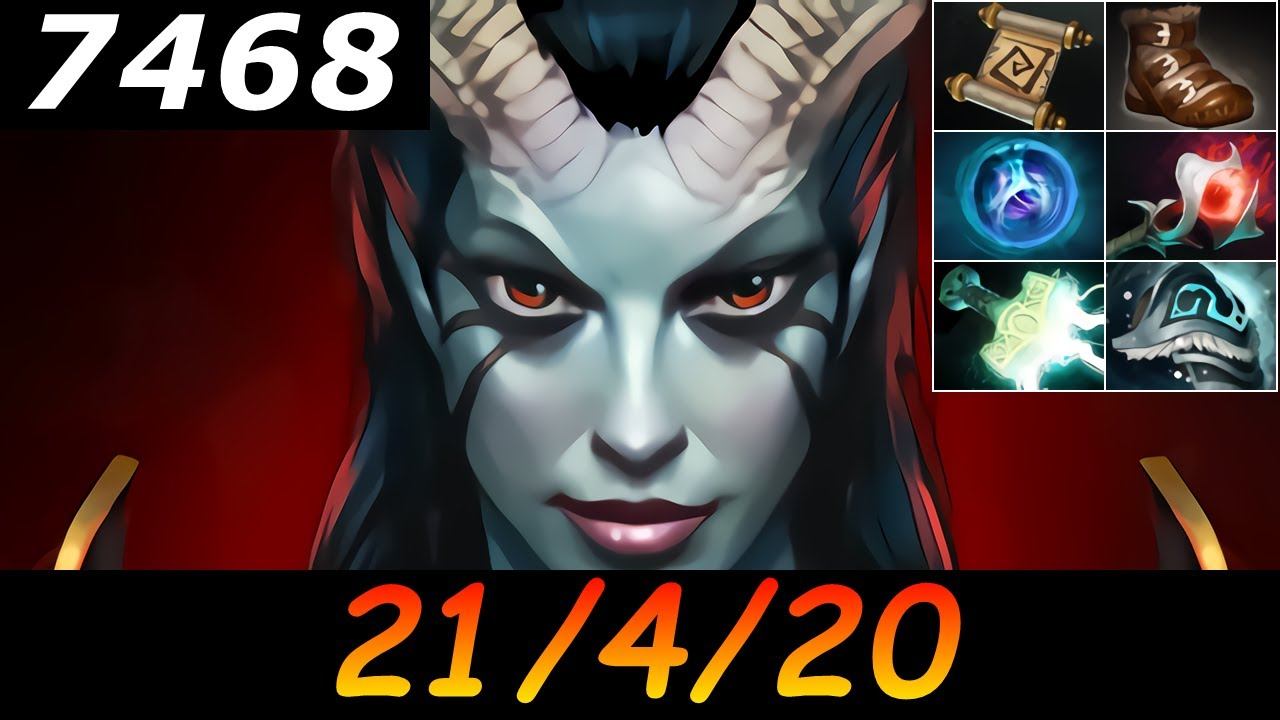 Dota 2 Queen of Pain 7468 MMR 21/4/20 (Kills/Deaths/Assists) Ranked Full Gameplay смотреть онлайн