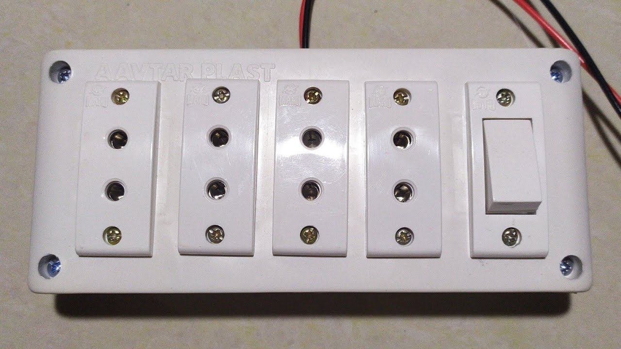 1 switch 4 2 pin socket connection | how to make an extension electric board | смотреть онлайн