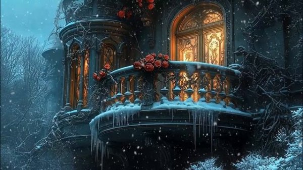 Radiant Roses on a Snow-Covered Balcony - Dark Academia & Melancholic Piano