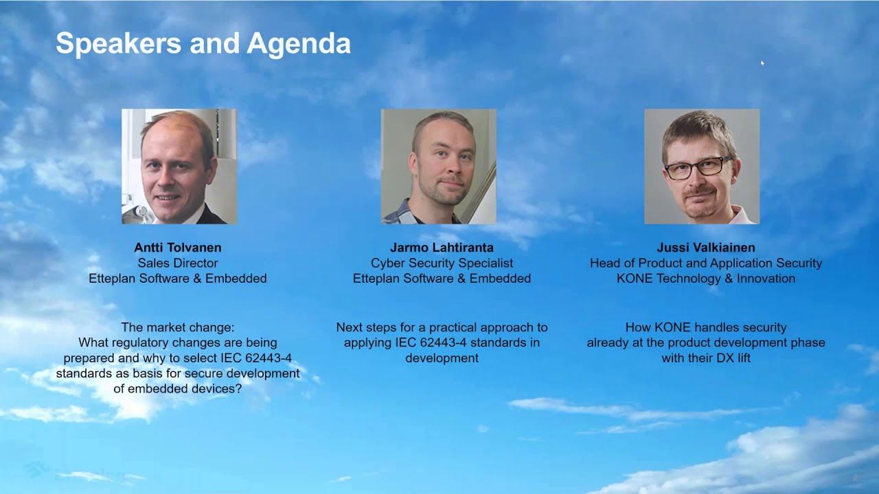 Etteplan Webinar: The era of non secure embedded devices is over welcome - IEC 62443 4 standards смотреть онлайн