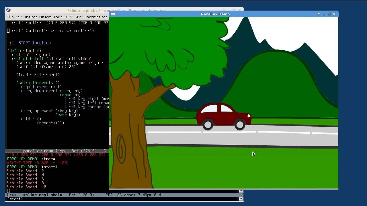 Parallax Scrolling Demo in Lisp смотреть онлайн