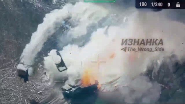 FPV-дрон уничтожает БМП M2A2 Bradley ВСУ в районе н.п Кремяное, Курская область. смотреть онлайн