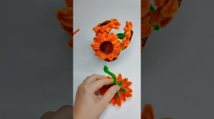 Цветы из синельной проволоки. Герберы в горшочке