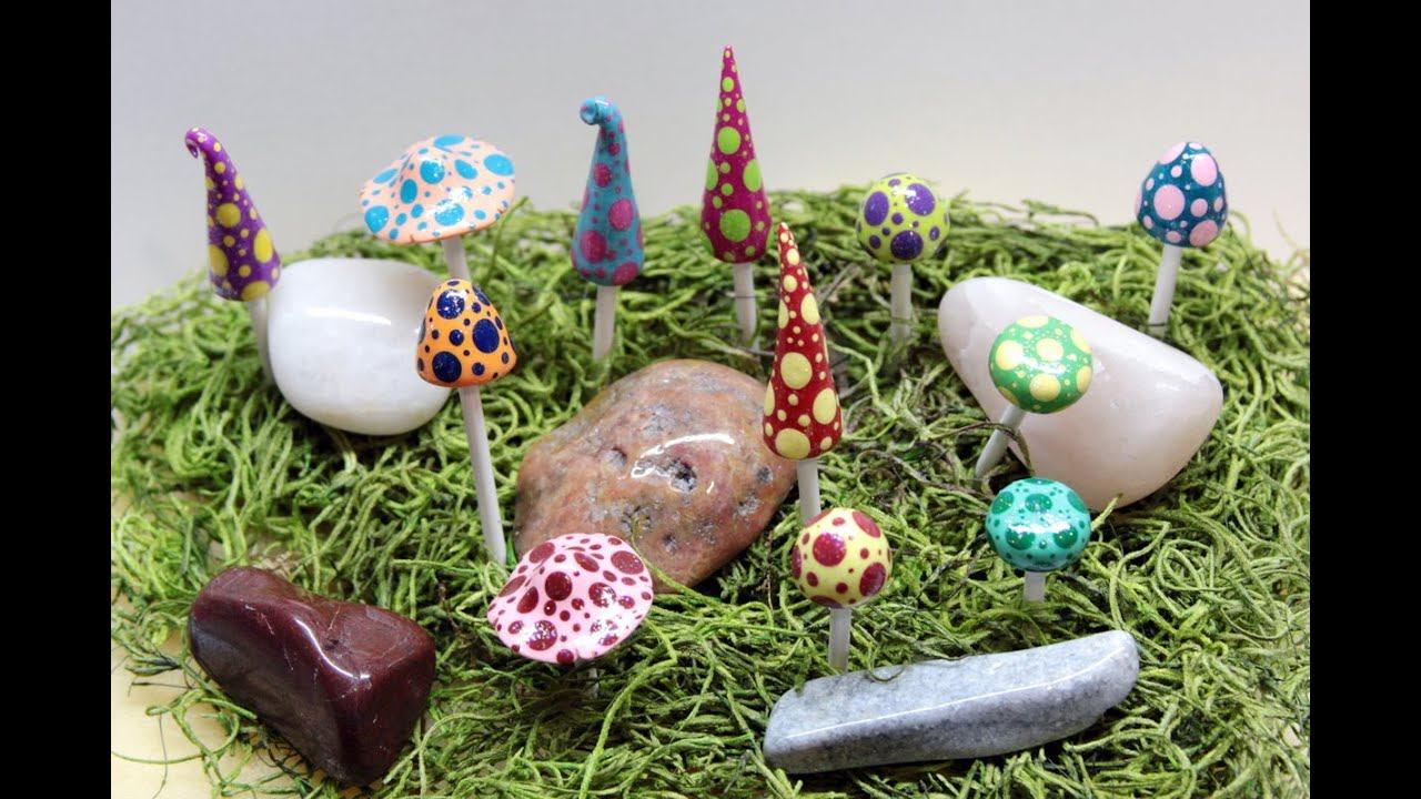 Fairy Garden Polymer Clay Mixed Media Mushrooms смотреть онлайн
