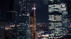 Медиафасад на башне Меркурий Москва сити  Вечер