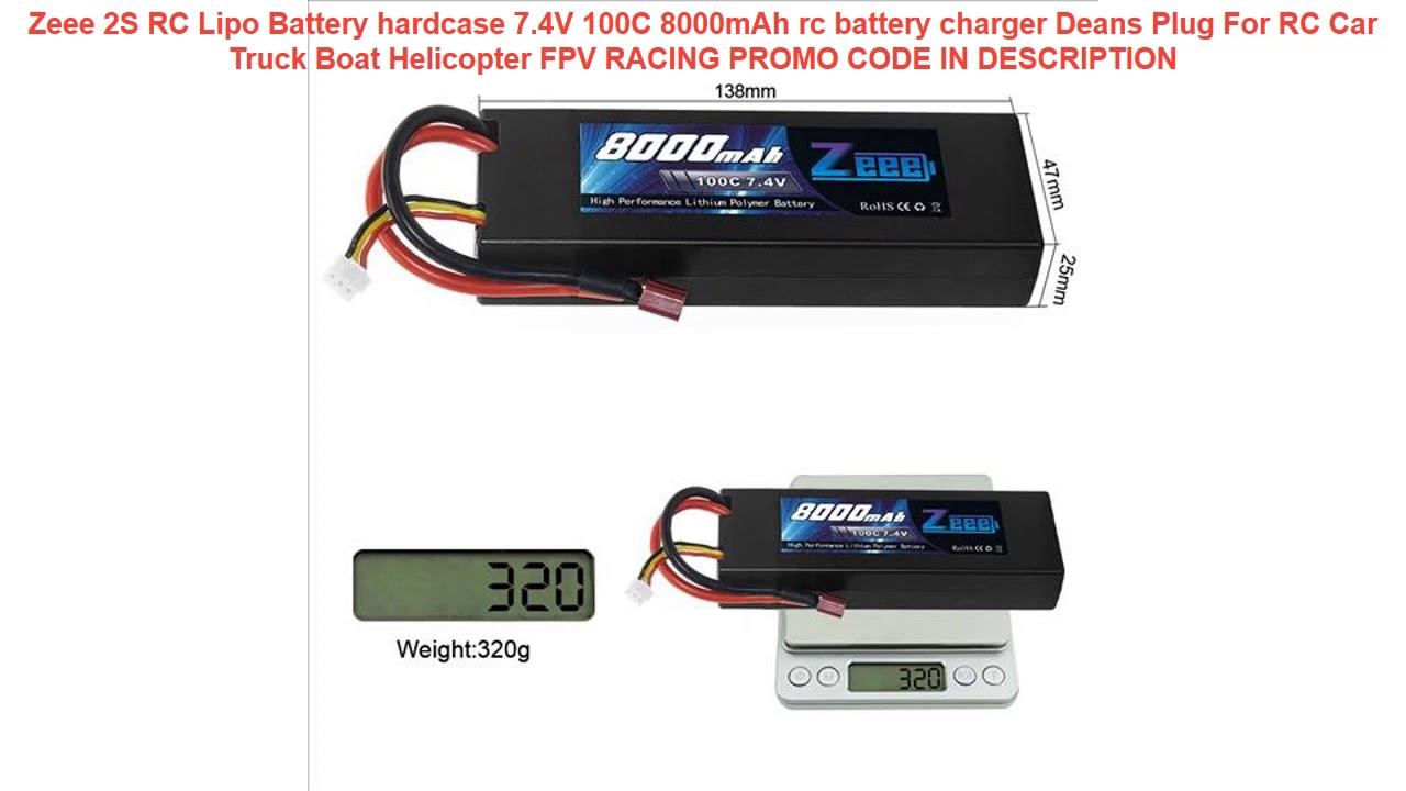 Review Zeee 2S RC Lipo Battery Hardcase 7.4V 100C 8000mAh Rc Battery Charger Deans Plug For RC Car