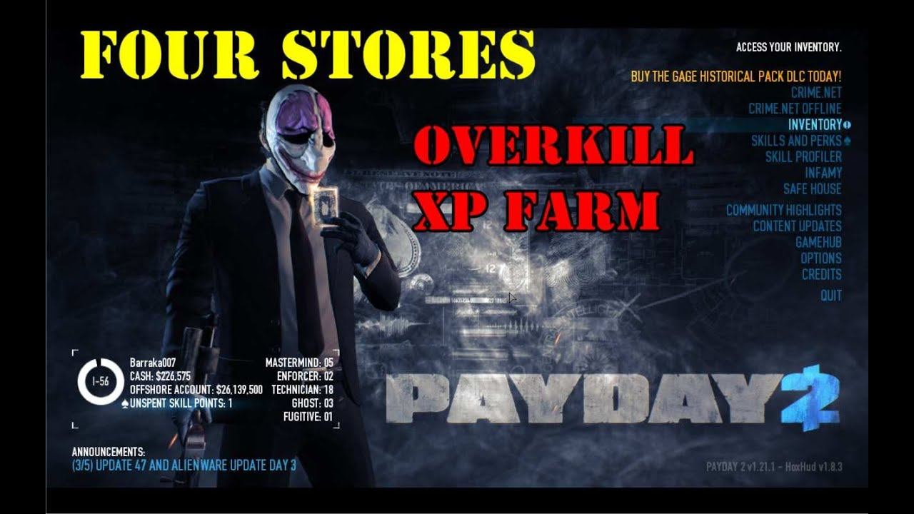 Payday 2 Fourstores - Jednoduché farmení XP / Easy XP farming смотреть онлайн